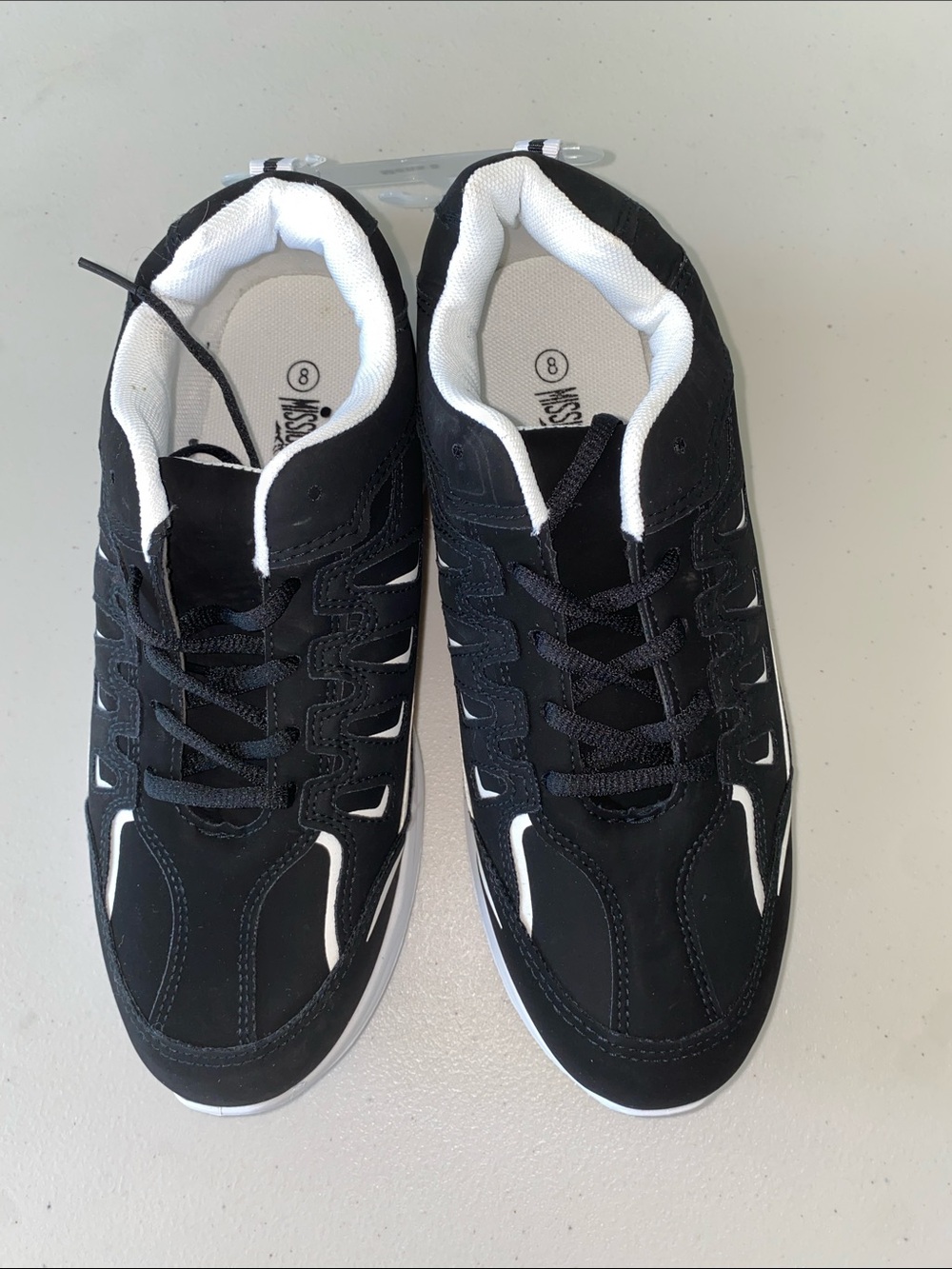 Men's Black Lace-Up Athletic Sneakers with White Trim